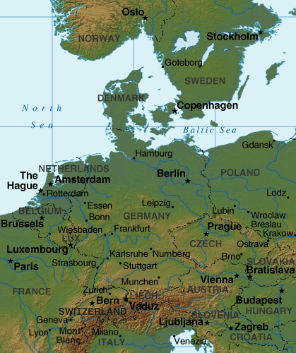 map of germany. Most rivers in Germany flow