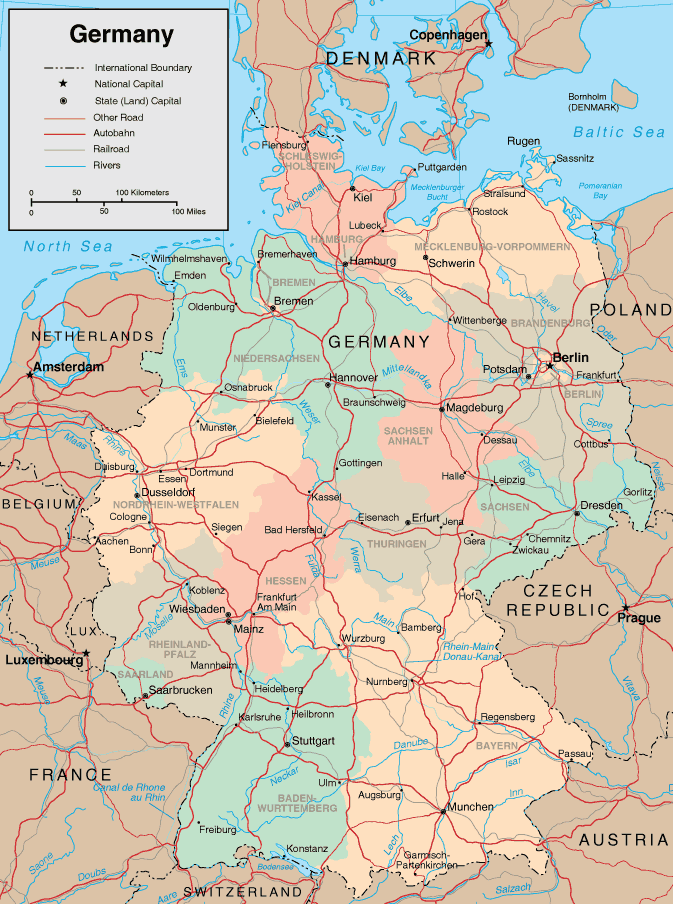 karta nemacke dizeldorf Map of Germany   Maps of the Federal Republic of Germany karta nemacke dizeldorf